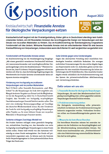 22-08 Kreislaufwirtschaft: Finanzielle Anreize für ökologische Verpackungen setzen Vorschau