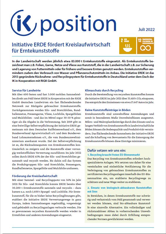 22-07 Initiative ERDE fördert Kreislaufwirtschaft für Erntekunststoffe Vorschau
