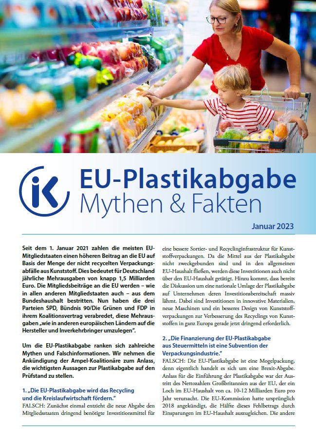 Deckblatt EU Plastikabgabe Mythen Und Fakten 2023