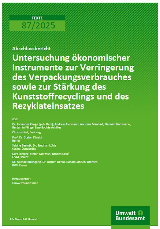 UBA Verpackungsverbrauch Kunststoffrecycling Rezyklateinsatz